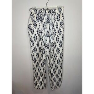 Giada Forte 100% Silk Pants Black White Pattern sz M Built in Belt Made in Italy